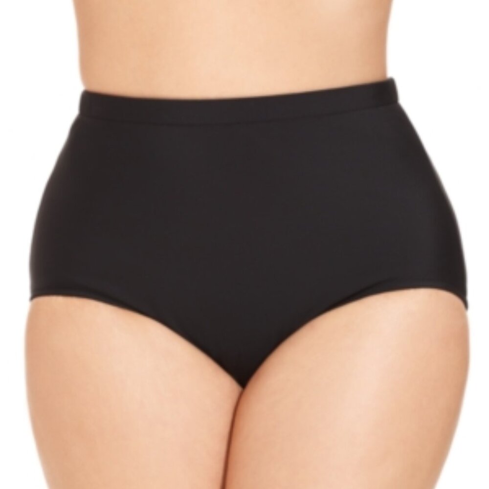 Swim Solutions Plus Size Mid-Rise Tummy-Control Bikini Bottoms